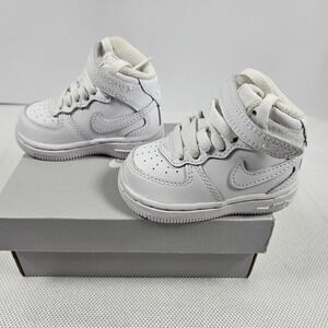 Nike Force 1 Mid LE TD Toddler White Sneakers DH2935-111 Size 3C